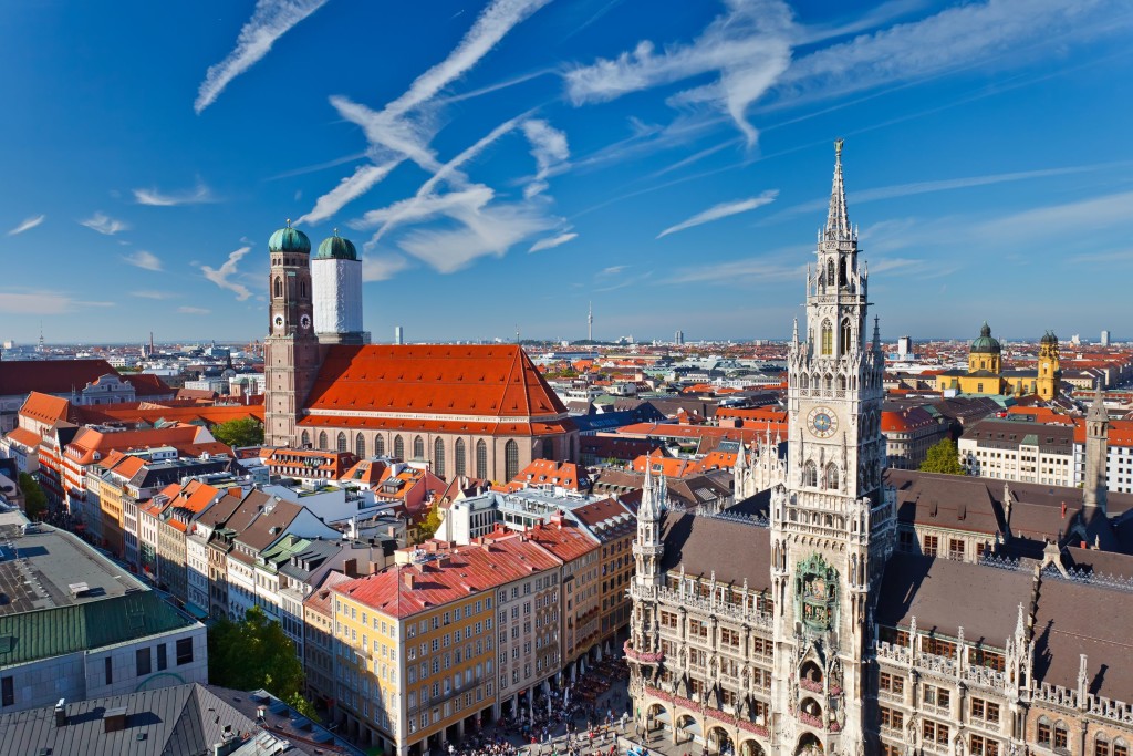 View of the city of Munich from a vantage point.